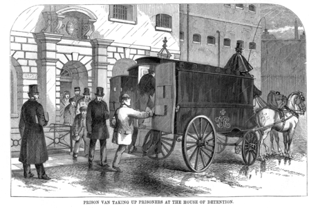 Prison Van and prisoners, Clerkenwell 1862